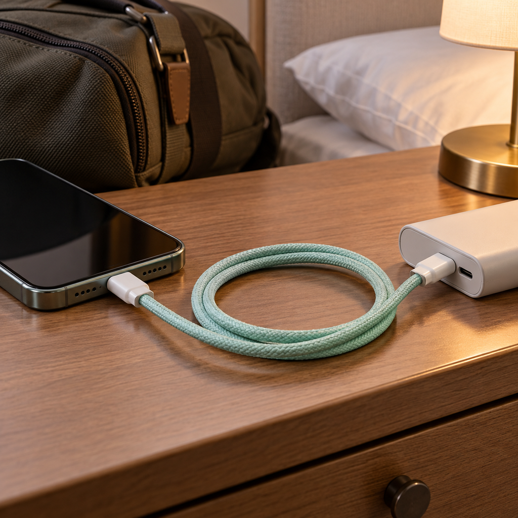 Colourful Braided USB-C to USB-C Charging Cable - 1m