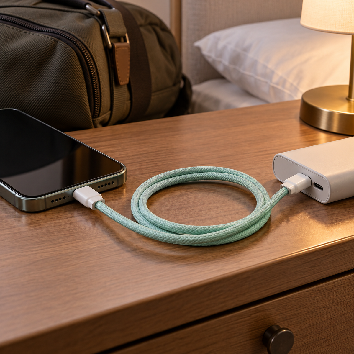 Colourful Braided USB-C to USB-C Charging Cable - 1m