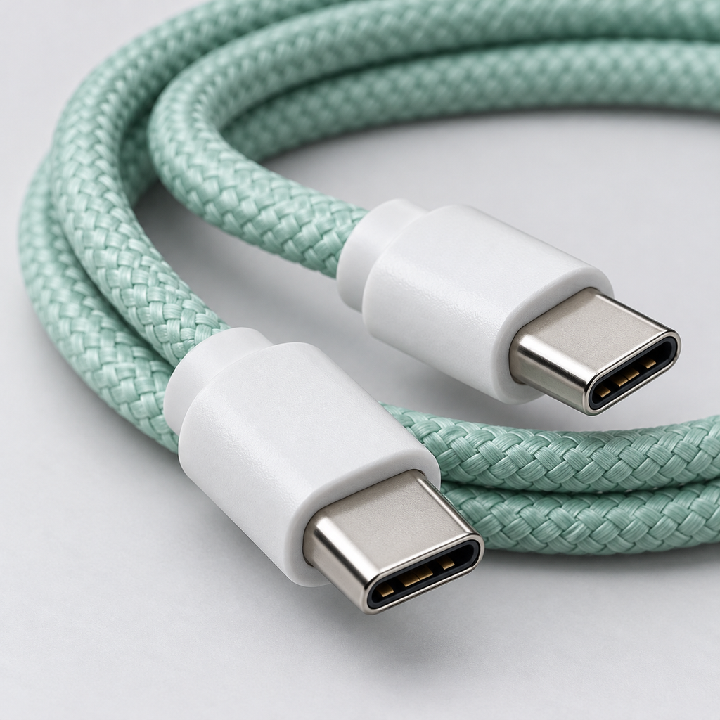 Colourful Braided USB-C to USB-C Charging Cable - 1m