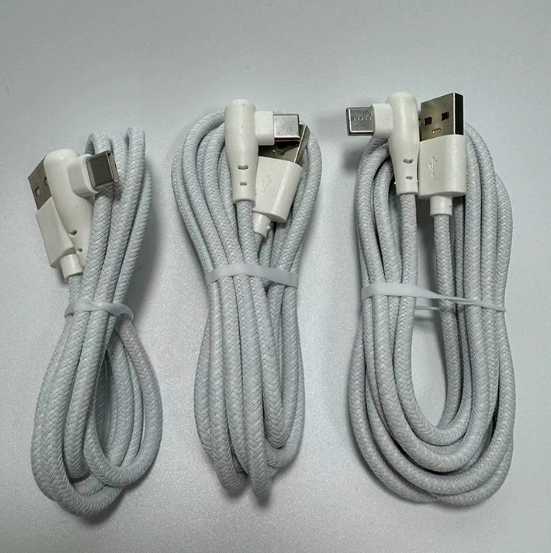 Right-Angle USB-C to USB-C Braided Charging Cable 1M,1.5M,2M