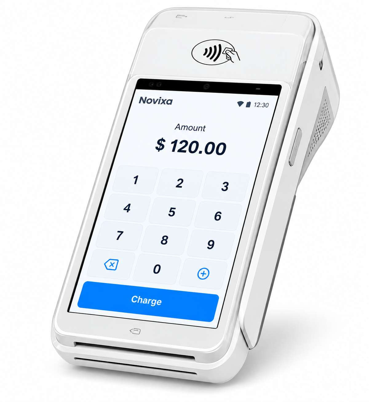 Q2 Pro POS Terminal 6.5" operator screen with a 2" customer-facing display.