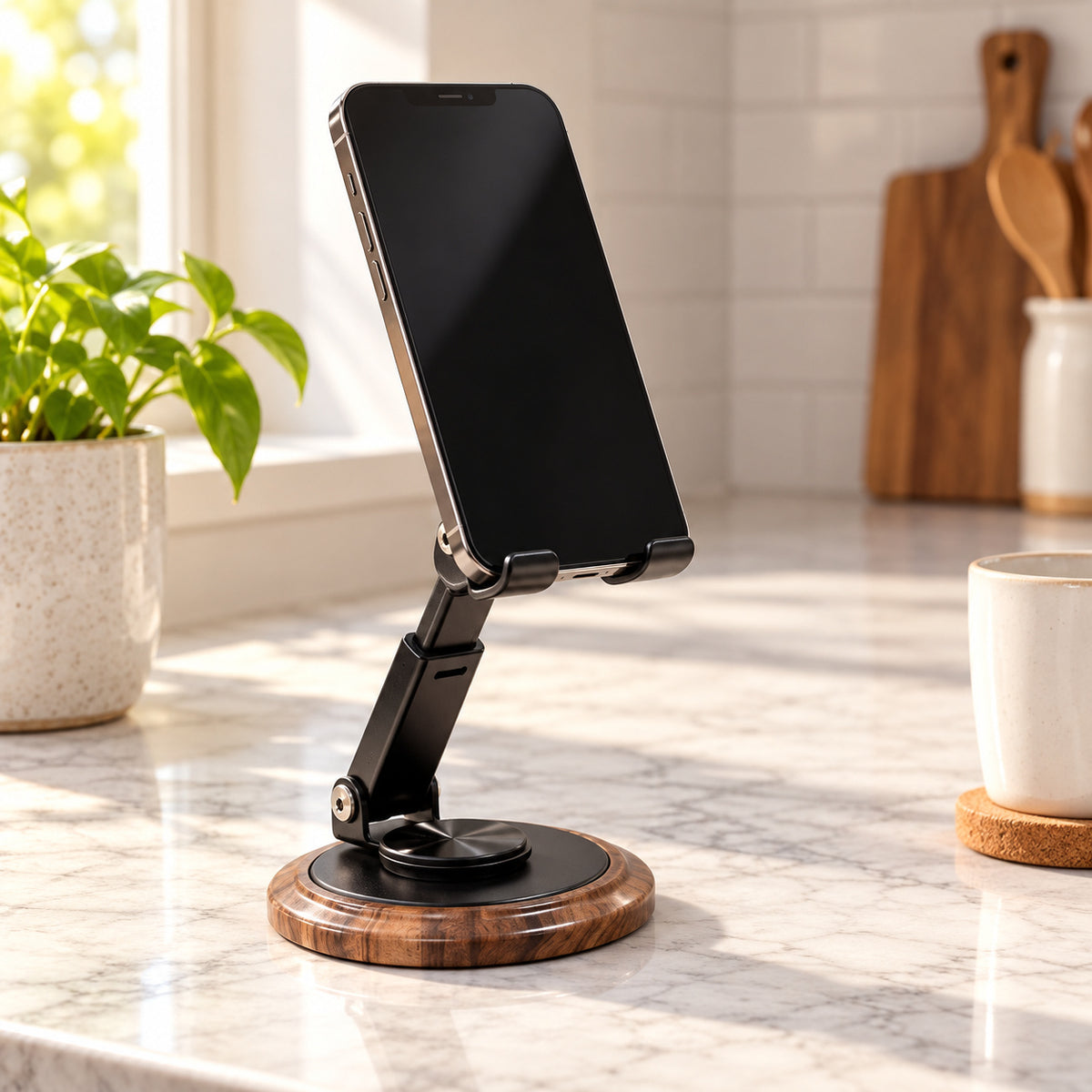 NOVIXA W06-1 Woodgrain Adjustable Phone Stand